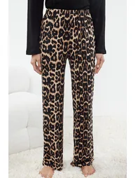 Black 100% Cotton Leopard Patterned Knitted Pajama Set - 5