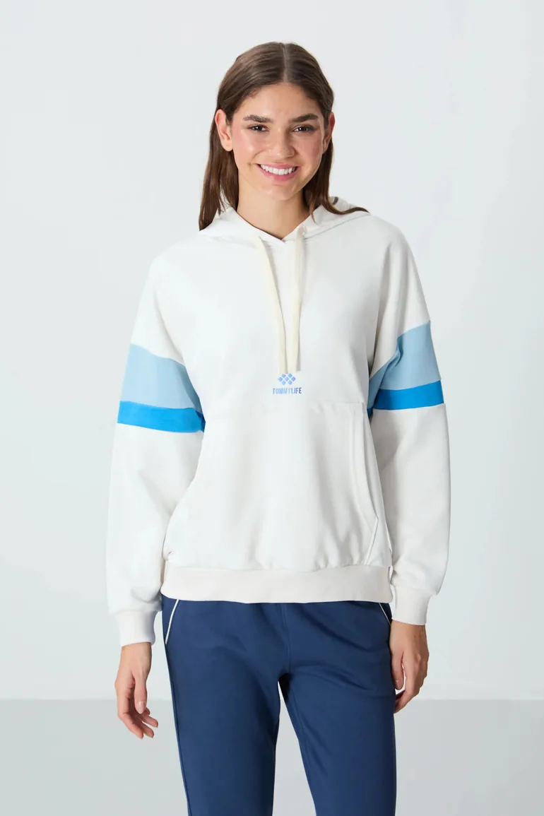 TOMMY Oversized Color-block Hooded Sweatshirt With Pocket - 1