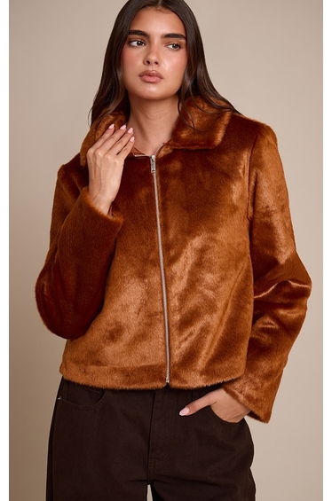 Fox Red Short Faux Fur Jacket