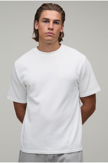 Essential Regular Fit Waffle T-Shirt - white