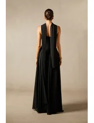 Sarah Strapless Floral Detail Maxi Dress with Scarf - 5