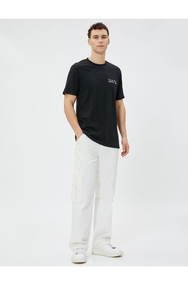 T-Shirt Cotton Printed Short Sleeve Crew Neck Slim Cut