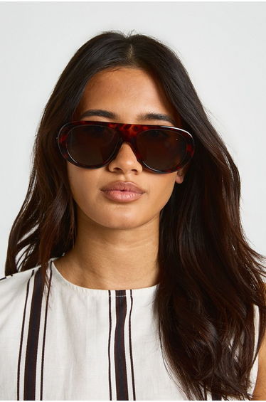 Oversized Aviator Sunglasses - brown