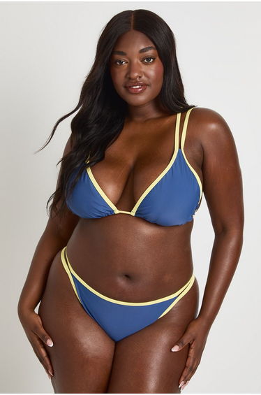 Plus Contrast Bikini Top - navy