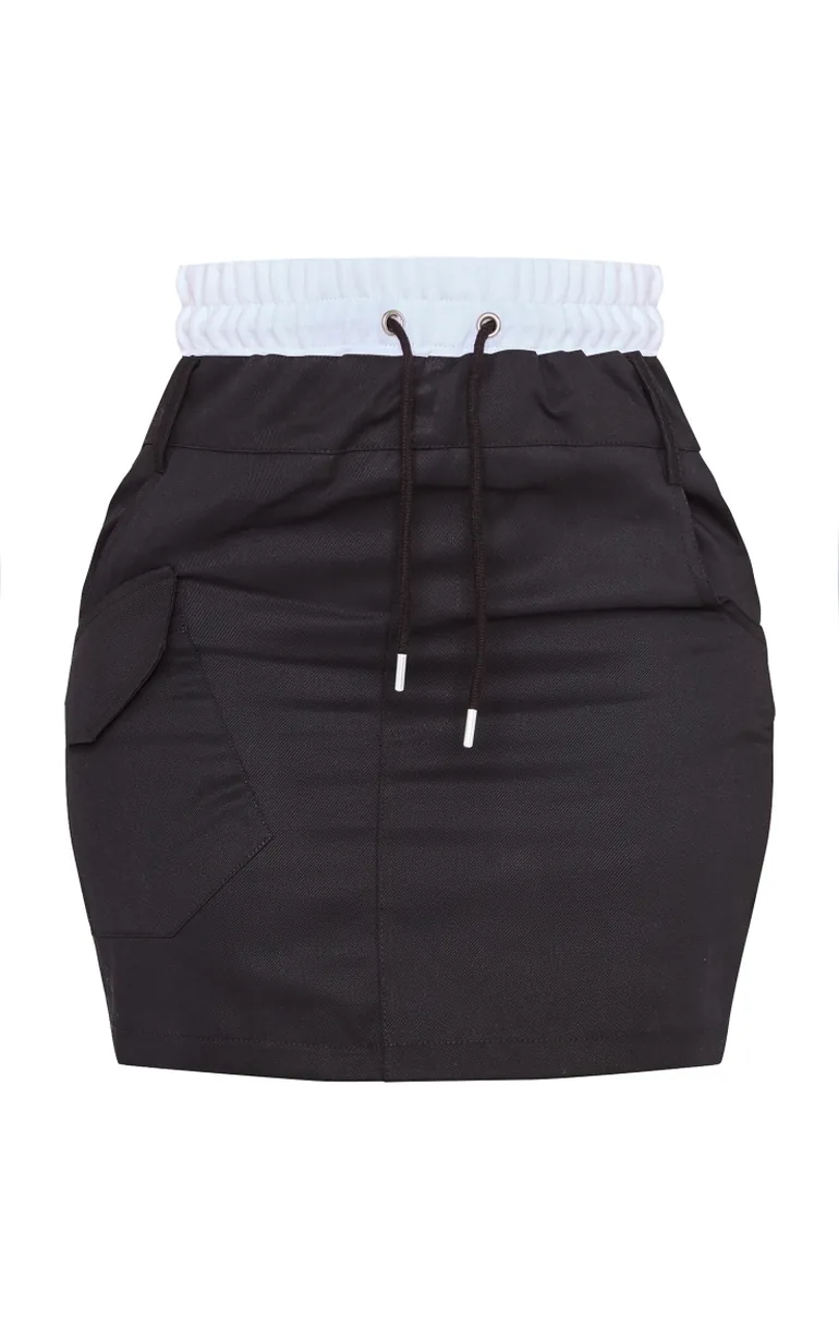 Shape Black Boxer Waistband Detail Mini Skirt - 5