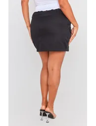 Shape Black Boxer Waistband Detail Mini Skirt - 2