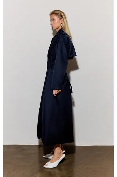 ترنش معطف بريتي ليتل ثينق كحلي بحزام