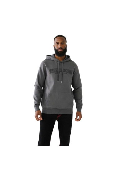 True Religion Mens Cotton Blend Drawstring Hoodie - Iron Gate