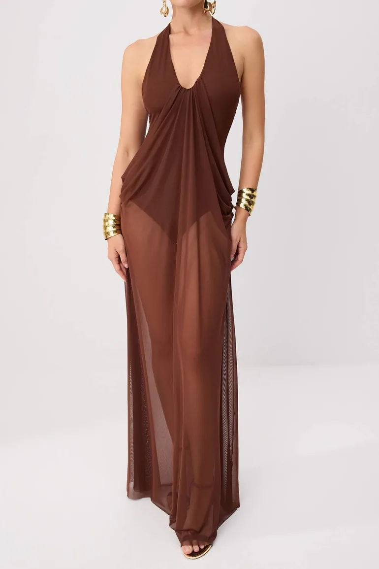 Brown Inside Body Tulle Maxi - 2