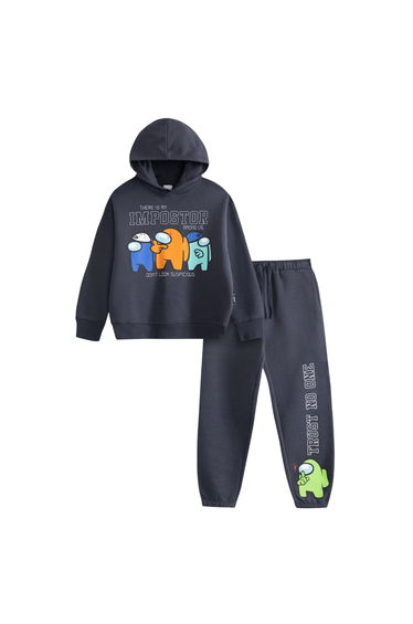 Among Us Boys There Is An Impostor Characters Hoodie And Joggers Set - Grey