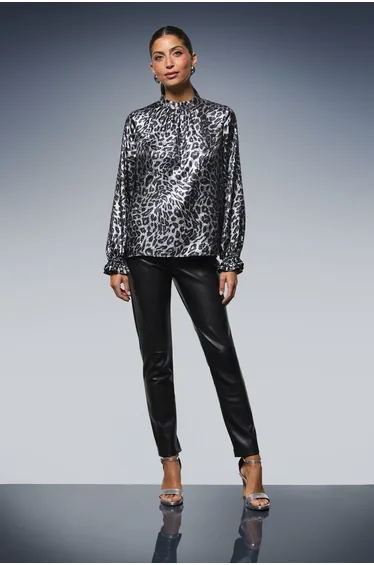 Metallic Leopard Long Sleeve Blouse