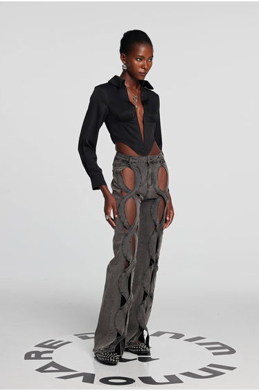 Abigail Cutout Denim Jeans In Black