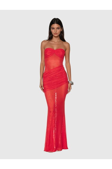 Kyrthos Strapless Ruched Maxi Dress