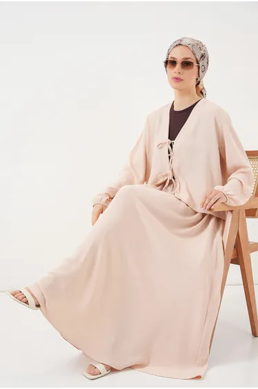 BDART V-neck Tie Closure Blouse & Maxi Skirt Two-Piece Coord Set