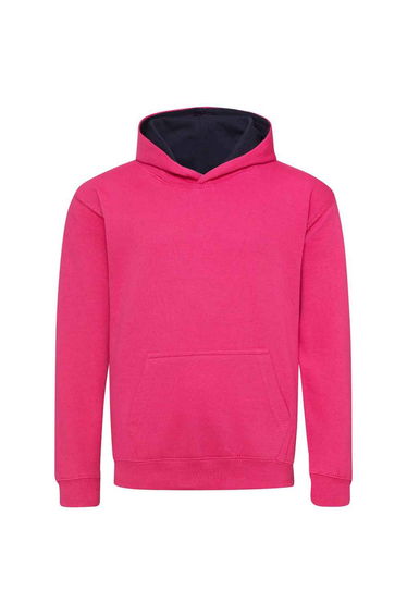 Awdis Childrens/Kids Varsity Hoodie - Hot Pink/French Navy