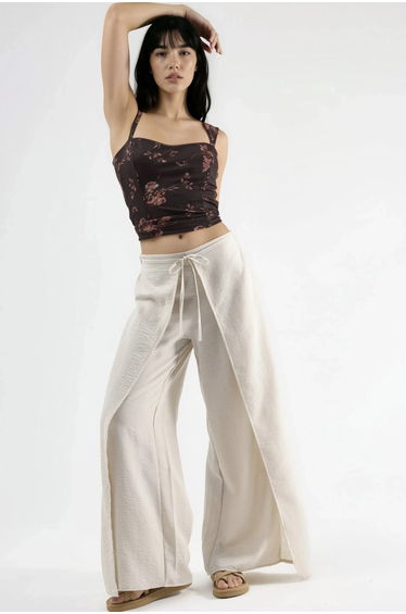 BUSEM Drawstring Waist Crepe Trousers with Tie Detail