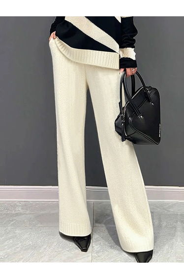 High Waisted Loose Solid Color Pants Trousers