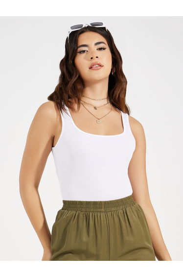 Rib Square Neck Basic Bodysuit