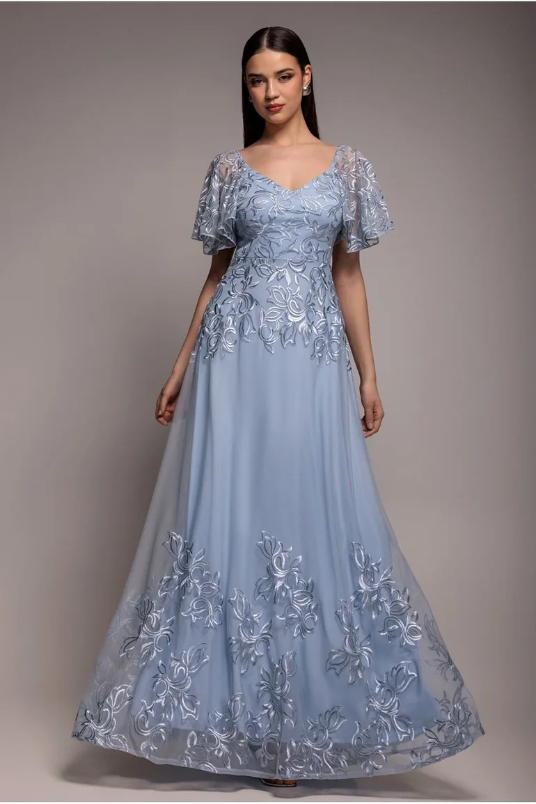 goddiva embroidered mesh maxi dress product info and reviews Goddiva Embroidered Lace Scalloped Edge Maxi Dress