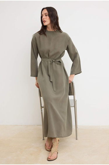 Khaki Woven Dress&Jumpsuit Hijab Dress product thumbnail 4