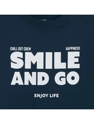 Slogan Print T-Shirt with Short Sleeves - 2