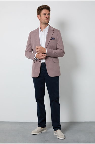 Dusty Pink Birdseye Slim Fit Blazer