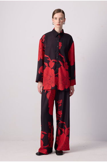 FLOWER PATTERNED SHIRT TROUSERS SET