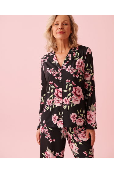 Peony Print Recycled Fibers Button-down Shirt