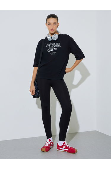 Slogan Print Oversized T-Shirt and Leggings Co-Ords
