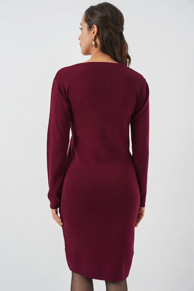 Women's Double-Breasted Knit Dress - 5