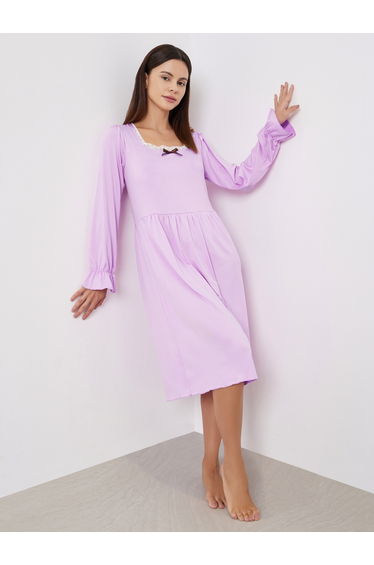 Lavender Ruffled Sleeve Nightdress
