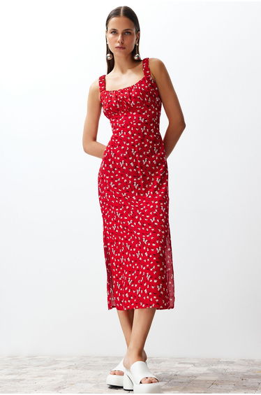 Red Woven Maxi Dress