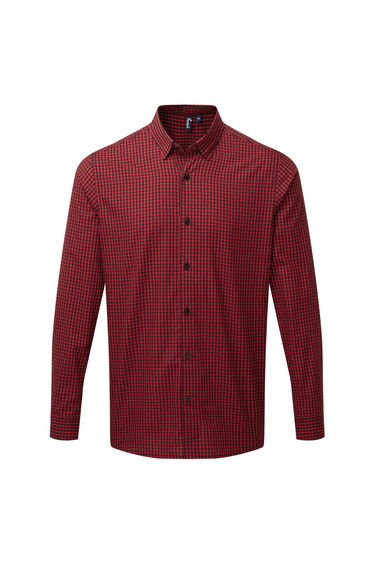 Premier Mens Maxton Check Long Sleeve Shirt - Black/Red
