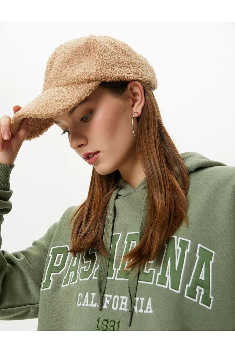 Hooded Sweatshirt with Embroidery Detail Raised Comfortable Fit Long Sleeve - 2
