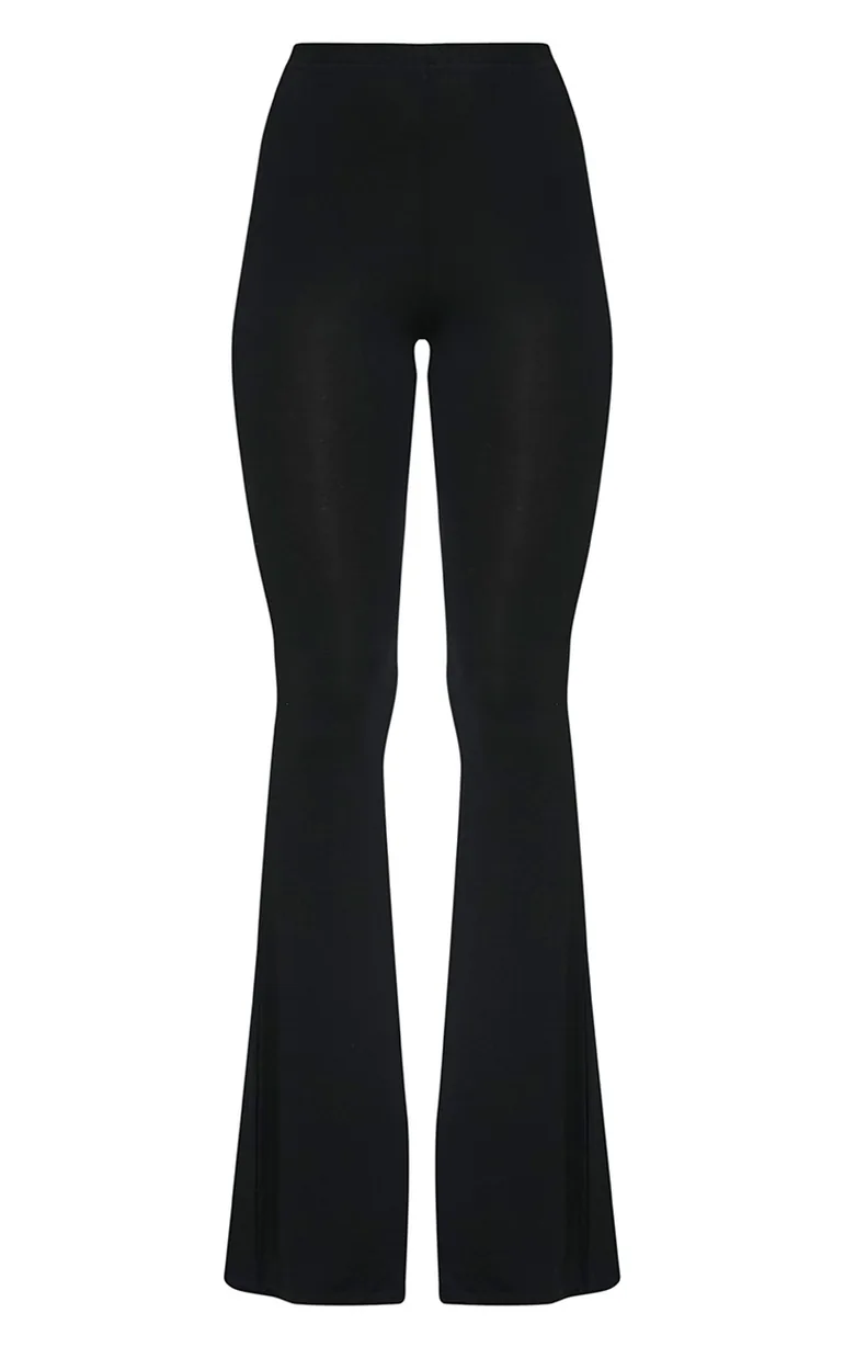 Basic Black Jersey Flared Trousers - 2