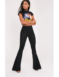 Basic Black Jersey Flared Trousers