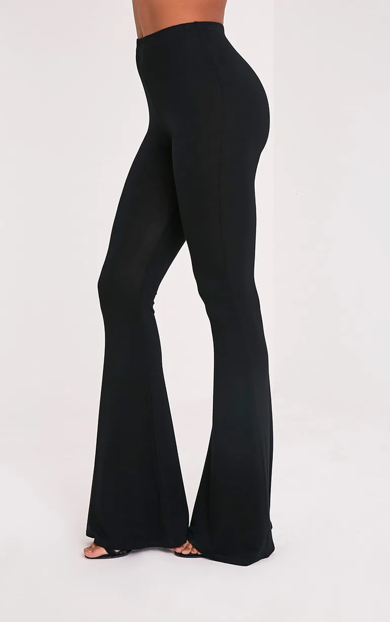 Basic Black Jersey Flared Trousers - 3