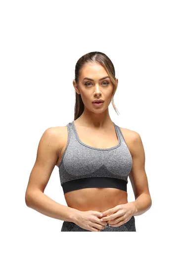 TriDri Womens/Ladies Sculpted Melange Seamless 3D Sports Bra - Black