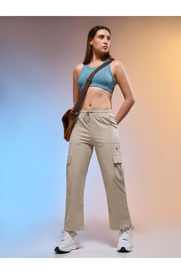 Women Solid Slim Fit Sports Cargo Track Pants