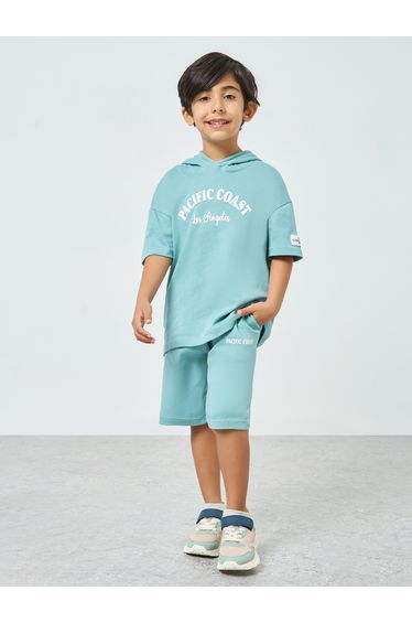 Boys Blue Cotton Hoodie and Shorts Set