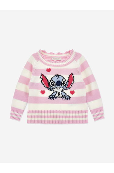Girls Striped Stitch Jumper in Pink