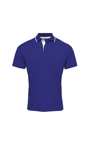 Premier Mens Contrast Coolchecker Polo Shirt - Royal/White