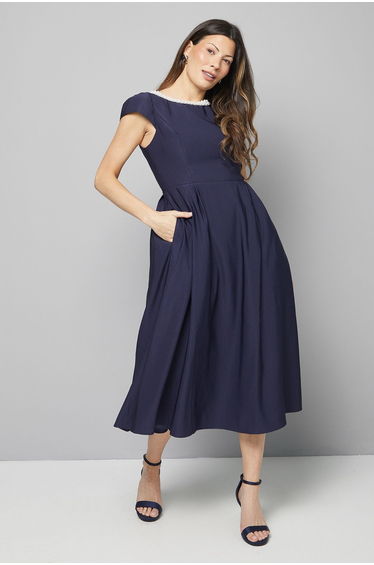 Printed Ottoman Twill Midi Dress