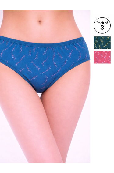 Pack of 3 - Printed Mid Rise Briefs