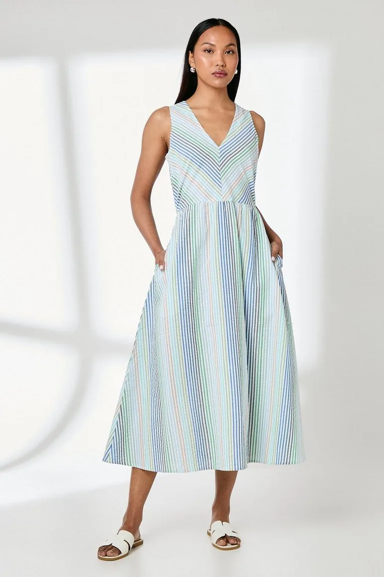 fit and flare midaxi dress Margie Melange V-neck Fit & Flare Midaxi Dress