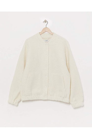 Cream Brushed Faux Wool Bomber
