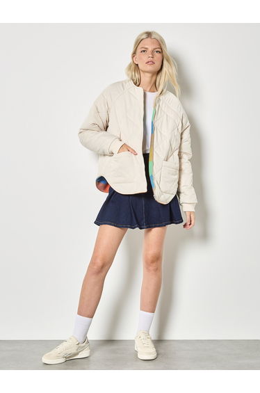 Reversible Check Fleece Quilted Jacket