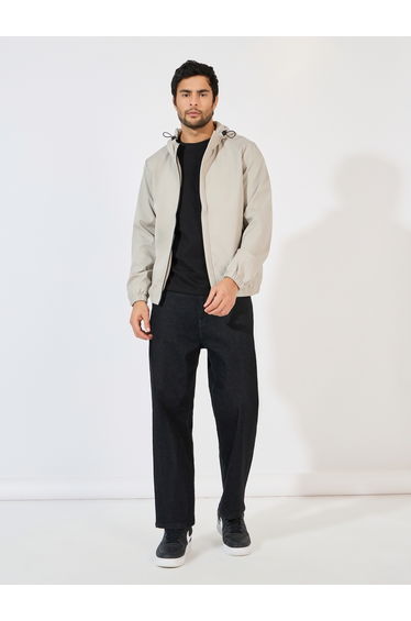 Fully Lined Elasticated Hem Detail Windbreaker Jacket