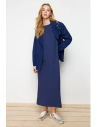 Navy Blue-Mink 2-Pack 100% Cotton Knitted Lining Dress - 4