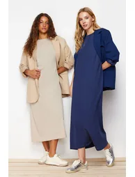 Navy Blue-Mink 2-Pack 100% Cotton Knitted Lining Dress